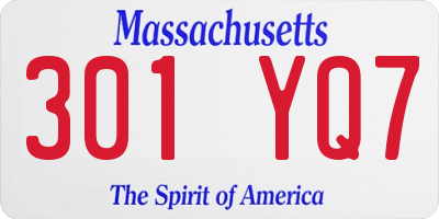 MA license plate 301YQ7