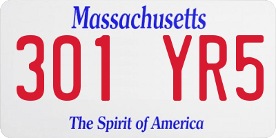 MA license plate 301YR5