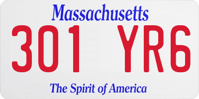 MA license plate 301YR6