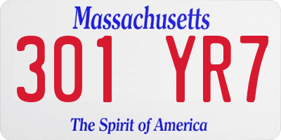 MA license plate 301YR7