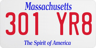 MA license plate 301YR8