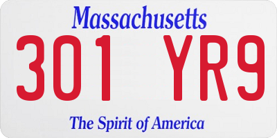 MA license plate 301YR9