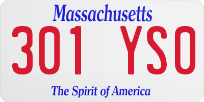 MA license plate 301YS0