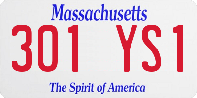 MA license plate 301YS1