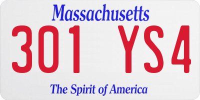 MA license plate 301YS4