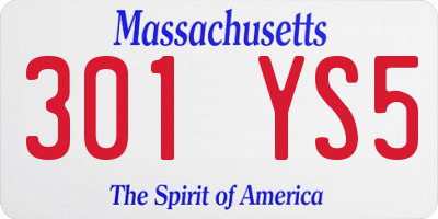 MA license plate 301YS5