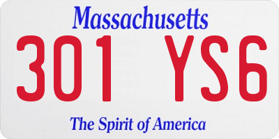 MA license plate 301YS6