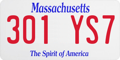 MA license plate 301YS7