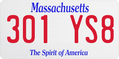 MA license plate 301YS8