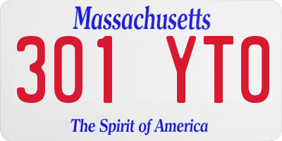 MA license plate 301YT0