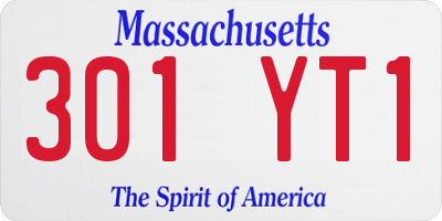MA license plate 301YT1