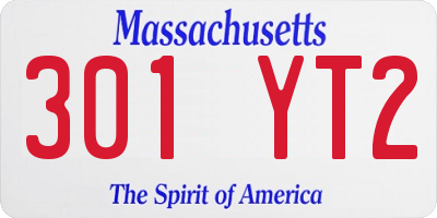 MA license plate 301YT2