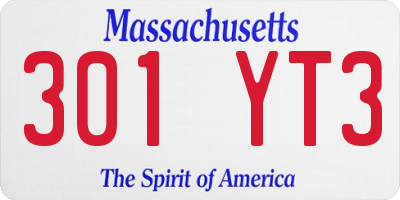 MA license plate 301YT3