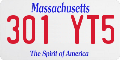 MA license plate 301YT5