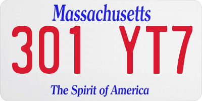 MA license plate 301YT7