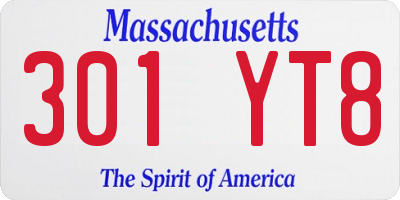 MA license plate 301YT8