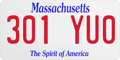 MA license plate 301YU0