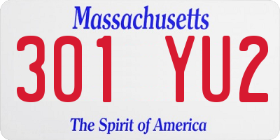 MA license plate 301YU2