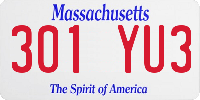 MA license plate 301YU3
