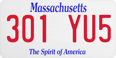 MA license plate 301YU5