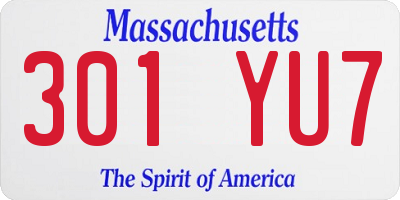 MA license plate 301YU7