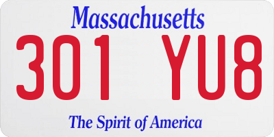 MA license plate 301YU8