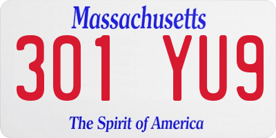 MA license plate 301YU9