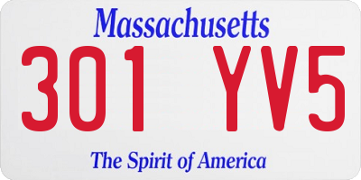 MA license plate 301YV5