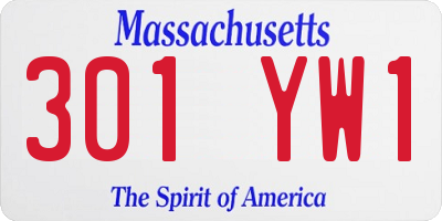 MA license plate 301YW1