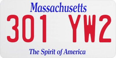MA license plate 301YW2