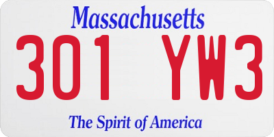 MA license plate 301YW3