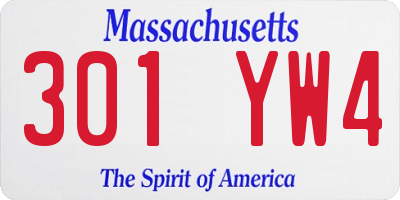 MA license plate 301YW4