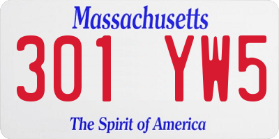 MA license plate 301YW5