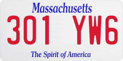 MA license plate 301YW6