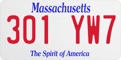 MA license plate 301YW7