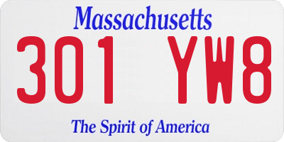 MA license plate 301YW8