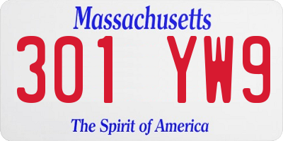 MA license plate 301YW9