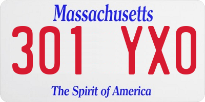 MA license plate 301YX0