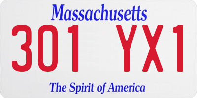 MA license plate 301YX1