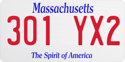 MA license plate 301YX2