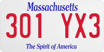 MA license plate 301YX3