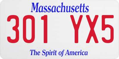 MA license plate 301YX5