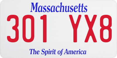 MA license plate 301YX8