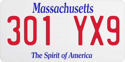 MA license plate 301YX9