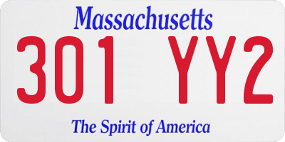 MA license plate 301YY2