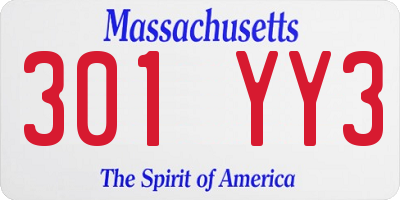 MA license plate 301YY3