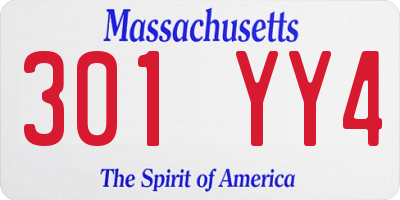 MA license plate 301YY4
