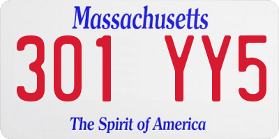 MA license plate 301YY5