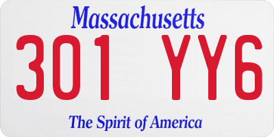 MA license plate 301YY6