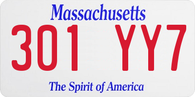 MA license plate 301YY7